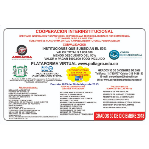 OFERTA DE INFORMACION Y CAPACITACIONES DE PROGRAMAS TECNICOS
